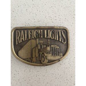 Raleigh Lights Trucker Semi Truck 18-Wheeler Belt Buckle Vintage Cowboy Western